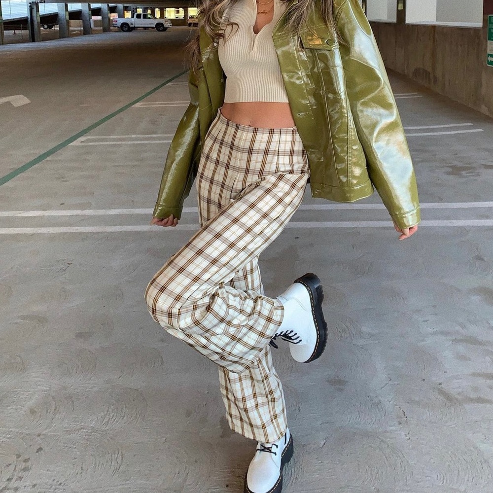 Princess Polly Euros Pants Yellow Check